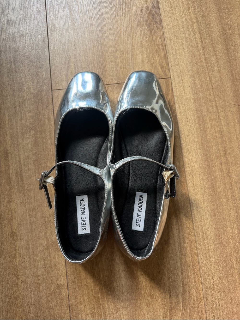 Steve Madden Metallic Silver Mary Jane Flats